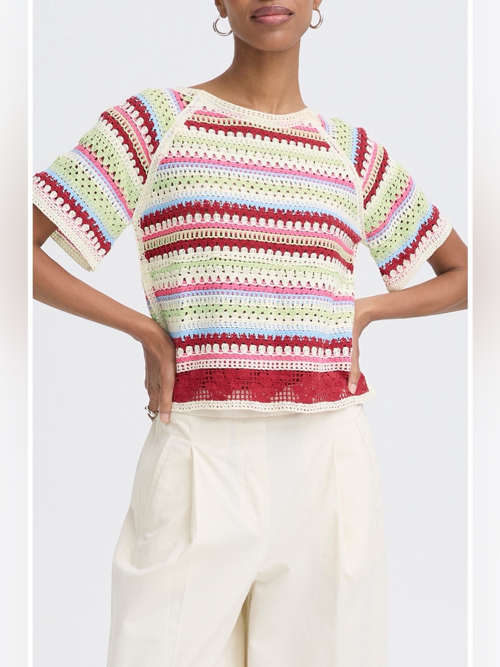 ‼️NEW Ichi Multicolor Stripe Knit Top Blouse